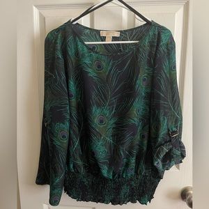 Michael Kors Peacock Feather Printed Blouse